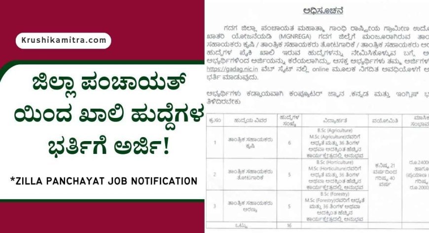 Zilla Panchayat Recruitment 2024: ಜಿಲ್ಲಾ ಪಂಚಾಯತ್ ಖಾಲಿ ಹುದ್ದೆಗಳ ನೇಮಕಾತಿ!